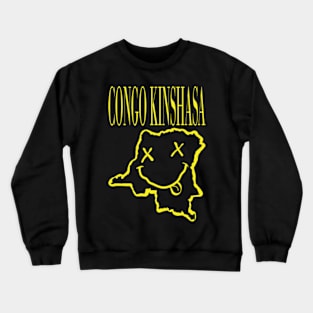 Vibrant Congo-Kinshasa x Eyes Happy Face: Unleash Your 90s Grunge Spirit! Crewneck Sweatshirt